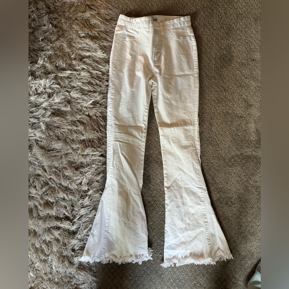 Show me your Mumu white flare denim jeans